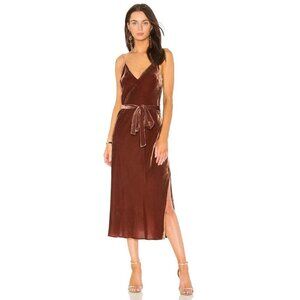FRAME Velvet Slip Dress V-Neck Spice Waist Tie Sleeveless $450 NWT Women's Small